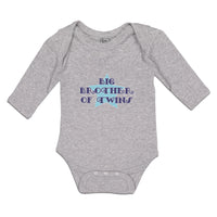 Long Sleeve Bodysuit Baby Big Brother of Twins Background Blue Star Cotton - Cute Rascals