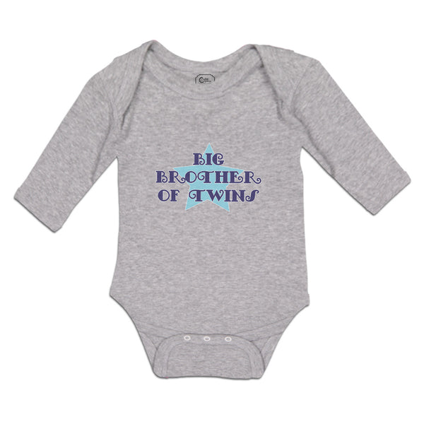 Long Sleeve Bodysuit Baby Big Brother of Twins Background Blue Star Cotton - Cute Rascals