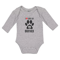 I Love My Big Brother with Dog Black Paw Footprint