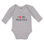 Long Sleeve Bodysuit Baby I Love My Brother with Man's Facial Mustache Cotton