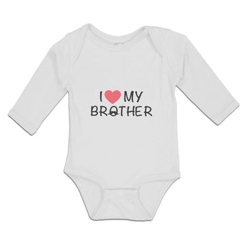 Long Sleeve Bodysuit Baby I Love My Brother with Man's Facial Mustache Cotton