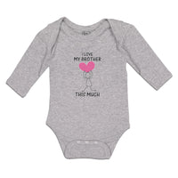 Long Sleeve Bodysuit Baby Love Brother Girl Holding Heart Hand Smiling Cotton
