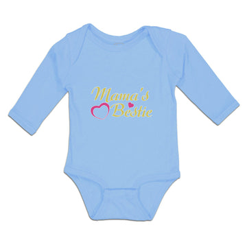 Long Sleeve Bodysuit Baby Mama's Bestie with Pink Heart Outline Cotton