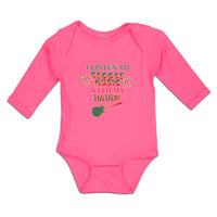Long Sleeve Bodysuit Baby I Listen to Reggae Music with My Daddy Cotton
