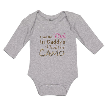 Long Sleeve Bodysuit Baby I Put The Pink in Daddy's World of Camo Cotton
