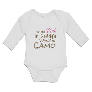 Long Sleeve Bodysuit Baby I Put The Pink in Daddy's World of Camo Cotton