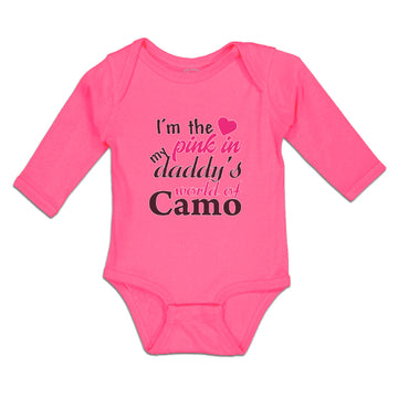 Long Sleeve Bodysuit Baby I'M The Pink in My Daddy's World of Camo Cotton