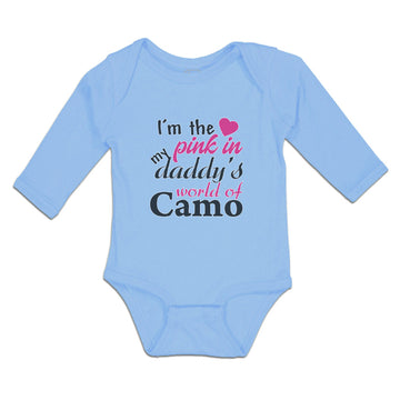 Long Sleeve Bodysuit Baby I'M The Pink in My Daddy's World of Camo Cotton