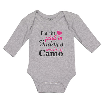 Long Sleeve Bodysuit Baby I'M The Pink in My Daddy's World of Camo Cotton