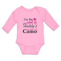 Long Sleeve Bodysuit Baby I'M The Pink in My Daddy's World of Camo Cotton