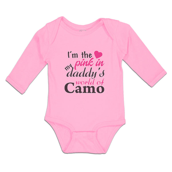 Long Sleeve Bodysuit Baby I'M The Pink in My Daddy's World of Camo Cotton