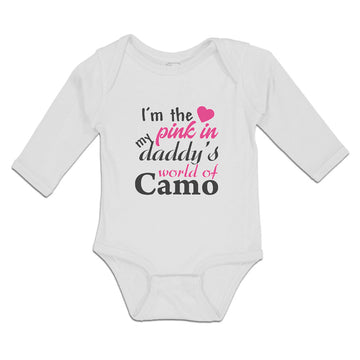 Long Sleeve Bodysuit Baby I'M The Pink in My Daddy's World of Camo Cotton