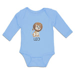 Long Sleeve Bodysuit Baby Lion Your Name Leo Wild Animal Boy & Girl Clothes