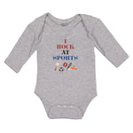 Long Sleeve Bodysuit Baby I Rock at Sports Boy & Girl Clothes Cotton