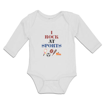Long Sleeve Bodysuit Baby I Rock at Sports Boy & Girl Clothes Cotton