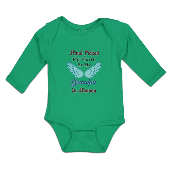 Long Sleeve Bodysuit Baby Hand Picked for Earth by My Grandpa in Heaven Cotton - Cute Rascals
