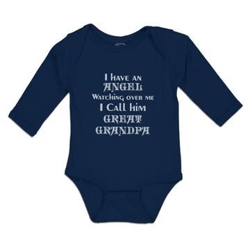 Long Sleeve Bodysuit Baby I Angel Watching over Me Call Great Grandpa Cotton