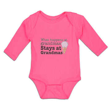 Long Sleeve Bodysuit Baby What Happens at Grandmas Stays Icecream Cone Cotton