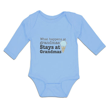 Long Sleeve Bodysuit Baby What Happens at Grandmas Stays Icecream Cone Cotton