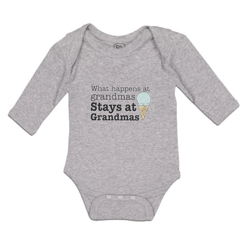 Long Sleeve Bodysuit Baby What Happens at Grandmas Stays Icecream Cone Cotton