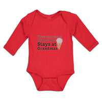 Long Sleeve Bodysuit Baby What Happens at Grandmas Stays Icecream Cone Cotton