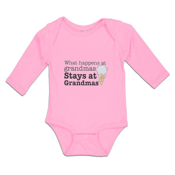 Long Sleeve Bodysuit Baby What Happens at Grandmas Stays Icecream Cone Cotton
