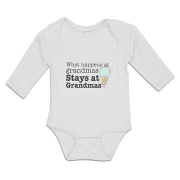 Long Sleeve Bodysuit Baby What Happens at Grandmas Stays Icecream Cone Cotton
