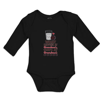 Long Sleeve Bodysuit Baby Happens Grandma's, Stays Grandma's Cookies Cotton