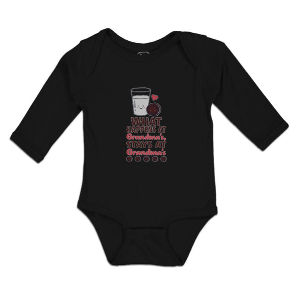 Long Sleeve Bodysuit Baby Happens Grandma's, Stays Grandma's Cookies Cotton - Cute Rascals