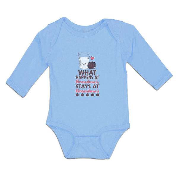Long Sleeve Bodysuit Baby Happens Grandma's, Stays Grandma's Cookies Cotton - Cute Rascals