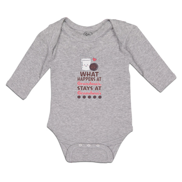 Long Sleeve Bodysuit Baby Happens Grandma's, Stays Grandma's Cookies Cotton - Cute Rascals