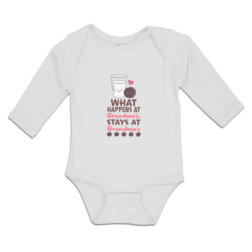 Long Sleeve Bodysuit Baby Happens Grandma's, Stays Grandma's Cookies Cotton