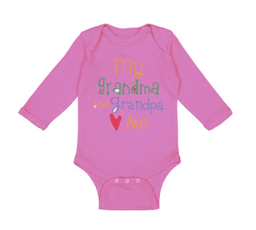 Long Sleeve Bodysuit Baby My Grandpa and Grandma Loves Me Grandparents Cotton
