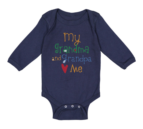 Long Sleeve Bodysuit Baby My Grandpa and Grandma Loves Me Grandparents Cotton