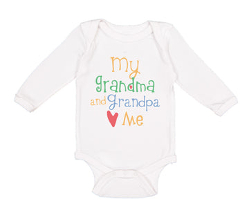 Long Sleeve Bodysuit Baby My Grandpa and Grandma Loves Me Grandparents Cotton