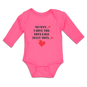 Long Sleeve Bodysuit Baby Mummy I Love You Lots like Jelly Tots Cotton