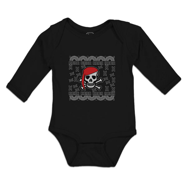 Long Sleeve Bodysuit Baby Rrrr Rrrr An Skull Skeleton Pirate Head with Crossbone