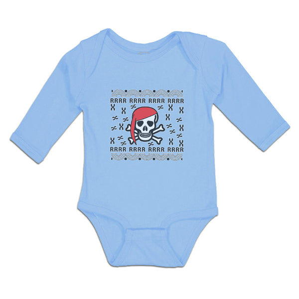 Long Sleeve Bodysuit Baby Rrrr Rrrr An Skull Skeleton Pirate Head with Crossbone