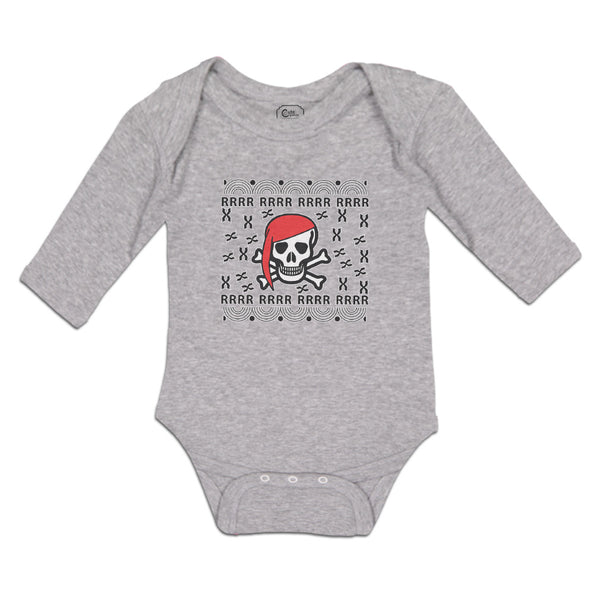 Long Sleeve Bodysuit Baby Rrrr Rrrr An Skull Skeleton Pirate Head with Crossbone