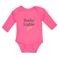 Long Sleeve Bodysuit Baby Baby Sister with Butterfly and Pink Little Hearts - Cute Rascals