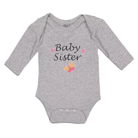 Long Sleeve Bodysuit Baby Baby Sister with Butterfly and Pink Little Hearts - Cute Rascals