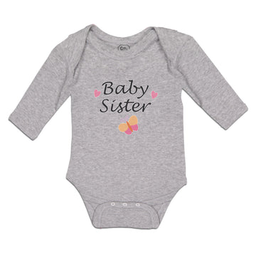 Long Sleeve Bodysuit Baby Baby Sister with Butterfly and Pink Little Hearts