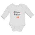 Long Sleeve Bodysuit Baby Baby Sister with Butterfly and Pink Little Hearts