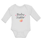 Long Sleeve Bodysuit Baby Baby Sister with Butterfly and Pink Little Hearts - Cute Rascals