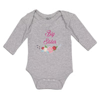 Long Sleeve Bodysuit Baby Big Sister with Wreath of Flowers Boy & Girl Clothes - Cute Rascals