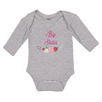 Long Sleeve Bodysuit Baby Big Sister with Wreath of Flowers Boy & Girl Clothes