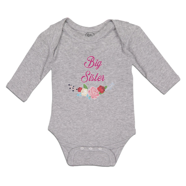 Long Sleeve Bodysuit Baby Big Sister with Wreath of Flowers Boy & Girl Clothes - Cute Rascals