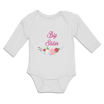 Long Sleeve Bodysuit Baby Big Sister with Wreath of Flowers Boy & Girl Clothes