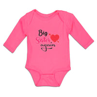 Long Sleeve Bodysuit Baby Big Sister Again with Heart and Arrow Cotton - Cute Rascals