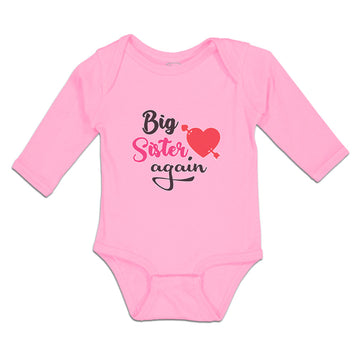 Long Sleeve Bodysuit Baby Big Sister Again with Heart and Arrow Cotton